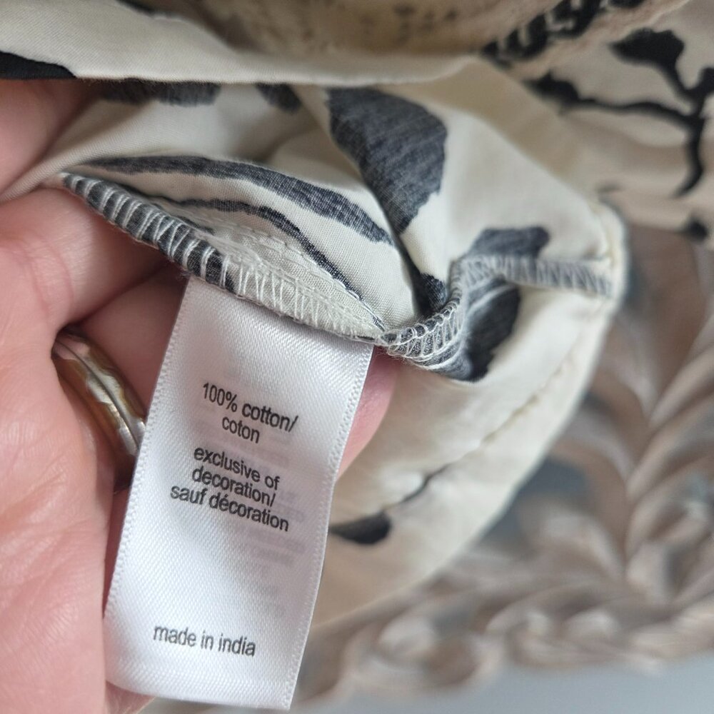 Maurices black cream floral square neck crochet trim peasant top 100% cotton XL - Picture 6 of 7